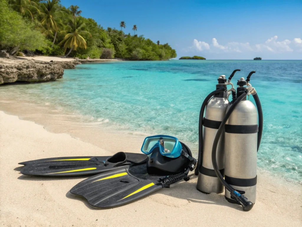 Snorkel en aguas cristalinas, rodeada de peces tropicales y arrecifes de coral vibrantes.